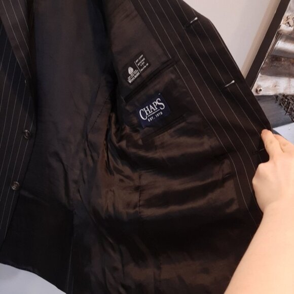 Vintage CHAPS Pinstripe Blazer Jacket Wool Suit Sport Coat Business Mens 40S - Picture 10 of 13